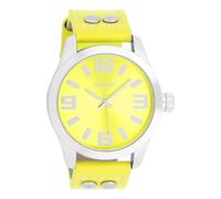 Oozoo Junior Basic Neon Line Watch with Leather Strap 40 mm in Various Designs, neon yellow, Strap.