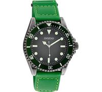 Oozoo Men's Watch with Stitched Nylon Velcro Strap 42 mm Diameter with Rotating Bezel, Green/Titanium, groß, Strap.