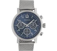 Oozoo Timepieces C10700 Men's Watch with Milanese Strap High-Quality Watch for Men Elegant Analogue Men's Watch in Round, Silver-Blue, groß, Bracelet