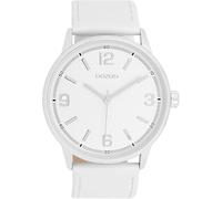 Oozoo Timepieces C11500 Unisex Watch in Silver I Watch Unisex with Leather Strap I Modern Watch for Women and Men I Elegant Analogue Unisex Watch Round 45 mm Case, White, Strap.