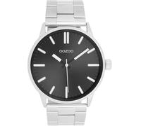 Oozoo Timepieces C11510 Men's Watch in Black I Men's Watch with Leather Strap I Modern Watch for Men I Elegant Analogue Men's Watch Round 45 mm Case, silver/black