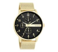 Oozoo Timepieces Men's Watch in | Men's Watch with Leather Strap | Beautiful Watch for Men | Elegant Analogue Men's Watch (45 mm Case) in Round, Gold/Black, Bracelet
