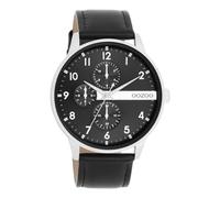Oozoo Timepieces Men's Watch in | Men's Watch with Leather Strap | Beautiful Watch for Men | Elegant Analogue Men's Watch (45 mm Case) in Round, black / silver