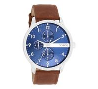 Oozoo Timepieces Men's Watch in | Men's Watch with Leather Strap | Beautiful Watch for Men | Elegant Analogue Men's Watch (45 mm Case) in Round, Brown/Blue