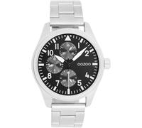 Oozoo Timepieces Men's Watch in Silver, Men's Watch with Stainless Steel Strap, Modern Watch for Men, Elegant Analogue Men's Watch, Round, 42 mm Case, C11505, Silver / black