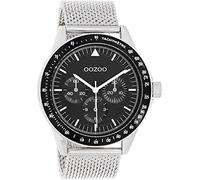 Oozoo Timepieces Men's Watch with Leather Strap High-Quality Watch for Men Elegant Analogue Men's Watch in Round, Silver/black, groß, Bracelet