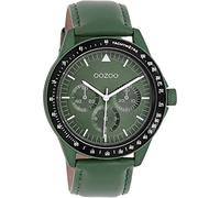 Oozoo Timepieces Men's Watch with Leather Strap High-Quality Watch for Men Elegant Analogue Men's Watch in Round, Green, groß, Strap.