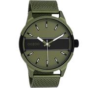 Oozoo Timepieces Men's Watch with Mesh Metal Strap High-Quality Watch for Men Elegant Analogue Men's Watch in Round, Olive/Black, extra groß, Bracelet