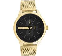 Oozoo Timepieces Men's Watch - Wrist Watch with 20 mm Wide Metal Mesh Strap | High-Quality Watch for Men - Elegant Analogue Men's Watch in Round, Black/Gold, groß, Bracelet