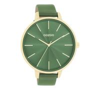 Oozoo Timepieces Women's Watch, Women's Watch with Leather Strap, High-Quality Watch for Women, Elegant Analogue Women's Watch in Round, Green, Strap.