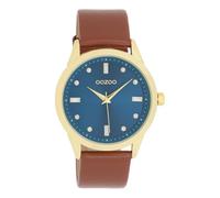 Oozoo Timepieces Women's Watch, Women's Watch with Leather Strap, High-Quality Watch for Women, Elegant Analogue Women's Watch in Round, Brown/dark blue, Strap.
