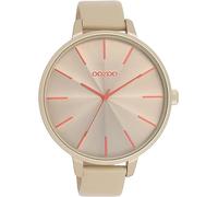 Oozoo Timepieces Women's Watch, Women's Watch with Leather Strap, High-Quality Watch for Women, Elegant Analogue Women's Watch in Round, Khaki Khaki /Pink Shell