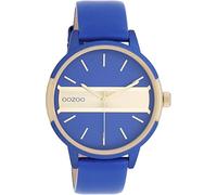 Oozoo Timepieces Women's Watch, Women's Watch with Leather Strap, High-Quality Watch for Women, Elegant Analogue Women's Watch in Round, Blue/Gold, Strap.