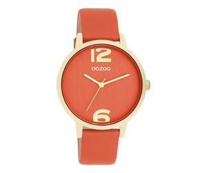 OOZOO Timepieces Women's Watch, Women's Watch with Leather Strap, High-Quality Watch for Women, Elegant Analogue Women's Watch in Round, Warm orange, Strap.