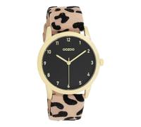 Oozoo - Timepieces Women's Watch | Women's Watch with Leather Strap | Modern Watch for Women | Elegant Analogue Women's Watch in Round (38 mm Case), Leopard/Black, Strap.