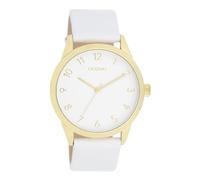 Oozoo - Timepieces Women's Watch | Women's Watch with Leather Strap | Modern Watch for Women | Elegant Analogue Women's Watch in Round (40 mm Case), White/Gold, Strap.