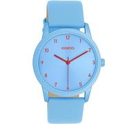 Oozoo - Timepieces Women's Watch | Women's Watch with Leather Strap | Modern Watch for Women | Elegant Analogue Women's Watch in Round (38 mm Case), light blue, Strap.