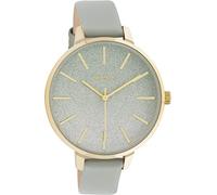 Oozoo Timepieces Women's Watch - Wrist Watch with 14 mm Wide Leather Strap | High-Quality Watch for Women - Elegant Analogue Men's Watch in Round, Stone Grey/Gold, groß, Strap.