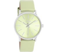 Oozoo Timepieces Women's Watch - Wrist Watch with 18 mm Leather Strap | High-Quality Watch for Women - Elegant Analogue Women's Watch in Round, Light Green/Silver, Strap.