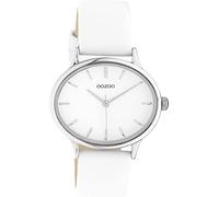Oozoo Timepieces Women's Watch - Wrist Watch with 18 mm Leather Strap | High-Quality Watch for Women - Elegant Analogue Women's Watch in Round, Silver / white, Strap.