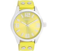 Oozoo Timepieces Women's Watch - Wrist Watch with Leather Strap | High-Quality Watch for Women - Elegant Analogue Women's Watch in Round, Silver Coloured/Fluo Yellow