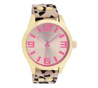 Oozoo Timepieces Women's Watch - Wrist Watch with Leather Strap | High-Quality Watch for Women - Elegant Analogue Women's Watch in Round, Leopard/Taupe/Pink, Damenarmgröße ca. 16 bis 21cm, Bracelet