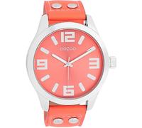 Oozoo Timepieces Women's Watch - Wrist Watch with Leather Strap | High-Quality Watch for Women - Elegant Analogue Women's Watch in Round, Silver Coloured/Coral Coloured, Strap.