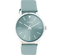 Oozoo Vintage Ladies Watch - Silver Wrist Watch with 20 mm Leather Strap - Analogue Women's Watch in Round, Sea Blue, groß, Strap.