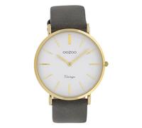Oozoo Vintage ladies watch with leather strap, flat, 40 mm, white/grey, C20079