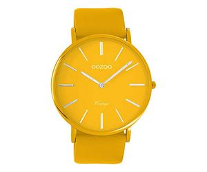 Oozoo Vintage Men's Watch Colours of The Summer with Leather Strap Flat 44 mm, mustard yellow, Strap.