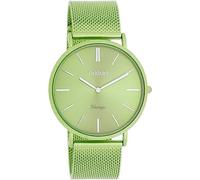 Oozoo Vintage Men's Watch - Men's Watch with 20 mm Mesh Strap - Analogue Men's Watch in Round - Also Suitable as a Women's Watch, lime green, Bracelet