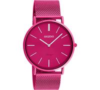 Oozoo Vintage Men's Watch - Men's Watch with 20 mm Mesh Strap - Analogue Men's Watch in Round - Also Suitable as a Women's Watch, Pink, groß, Bracelet