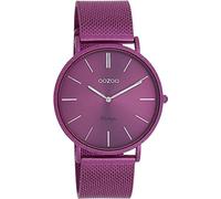 Oozoo Vintage Men's Watch - Men's Watch with 20 mm Mesh Strap - Analogue Men's Watch in Round - Also Suitable as a Women's Watch, purple, Bracelet
