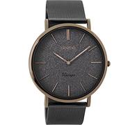 Oozoo Vintage Watch with Stainless Steel Milanese Metal Strap Flat with Only 7 mm Height and 40 mm Diameter in Various Variations, C8861 - Glitter / Gun Metal, Bracelet