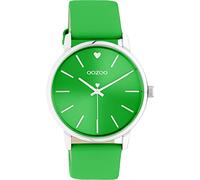Oozoo Vintage Women's Watch - Silver Wrist Watch with 20 mm Leather Strap - Analogue Women's Watch in Round, Smoke green, groß, Strap.