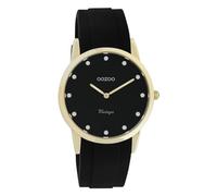 Oozoo Vintage Women's Watch with Silicone Strap 38 mm Gold/Black/Black C20178, Gold-black, Strap.
