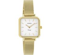 Oozoo Vintage Women's Watch - Women's Watch with 12 mm Metal Mesh Strap - Analogue Women's Watch Square, White/Gold, Bracelet
