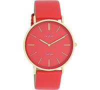 Oozoo Vintage Women's Watch - Women's Watch with 20 mm Leather Strap - Analogue Women's Watch in Round, Chilli/Gold, Strap.