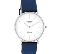 OOZOO Vintage Women's Watch - Women's Watch with 20 mm Leather Strap - Analogue Women's Watch in Round, Dark blue / silver