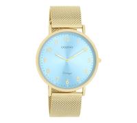 Oozoo Vintage Women's Watch | Women's Watch with Mesh Strap | Modern Watch for Women | Elegant Analogue Women's Watch in Round C20340 (40 mm Case), Gold/Light Blue, Bracelet