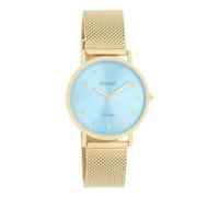 Oozoo Vintage Women's Watch | Women's Watch with Mesh Strap | Modern Watch for Women | Elegant Analogue Women's Watch in Round C20345_C20349_Parent (32 mm Case), Gold/Light Blue, Bracelet