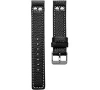 Oozoo Watch Strap Leather Strap with Pin Buckle, Black/Rivet, 22