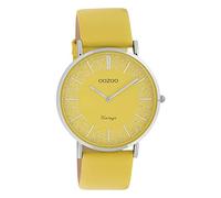 Oozoo Women's Vintage Flat Watch with Leather Strap and Shiny Elements in The 40 mm dial., C20128 - Yellow/Yellow, Strap