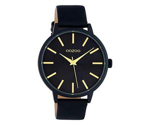 Oozoo Women's Watch with Leather Strap 42 mm Colours of Unicolour, Dark Blue Sunray, groß, Strap.