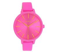 Oozoo Women's Watch with Leather Strap Color Line 42 mm Diameter Neon Colours in Various Variations, neon pink, Strap.