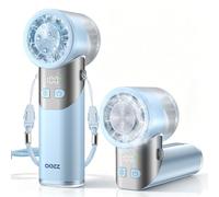 OOZZ High-Speed Folding Handheld Fan with Cooling Plate, Portable Personal Cooling Fan with LED Light, Cool Shot Technology, 100 Speed Levels, Digital Display, OZ-4113
