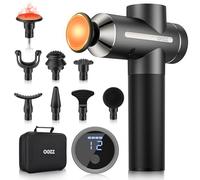 OOZZ Massage Gun with Heat, Body Massager with Force Sensor, 12 Intensity Levels, Professional Handheld Muscle Massager with Carry Case, 8 Interchangeable Heads, Deep Tissue Massage Gun, OZ-3611