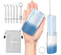 OOZZ Pocket Flosser, Portable Travel Water Flosser, 150 ml Tank & USB-Rechargeable Design, Cordless Oral Irrigator for Teeth with 5 Pressure Modes, 6 Replaceable Tips, OZ-7212