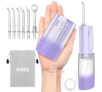 OOZZ Travel Water Flosser, Cordless Pocket Oral Irrigator, 5 Pressure Modes, 6 Jet Tips, USB-Rechargeable Compact Design, Portable Oral Irrigator for Teeth, OZ-7211