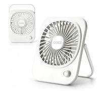 OOZZ Ultrathin Desktop Fan, Portable Slim Personal Fan with Adjustable stand, Stepless Speed Control Knob, USB-C Rechargeable Battery, Quiet Cooling for Office & Travel, OZ-4121 (White)